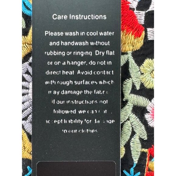 Higustar Tunic Multicolor Floral Embroidery & 3/4 Sleeves Black Size 2XL NEW - Picture 8 of 12